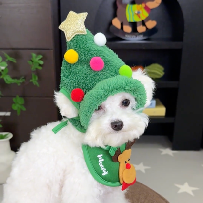 Christmas tree dog hat with reindeer bib, photo 5