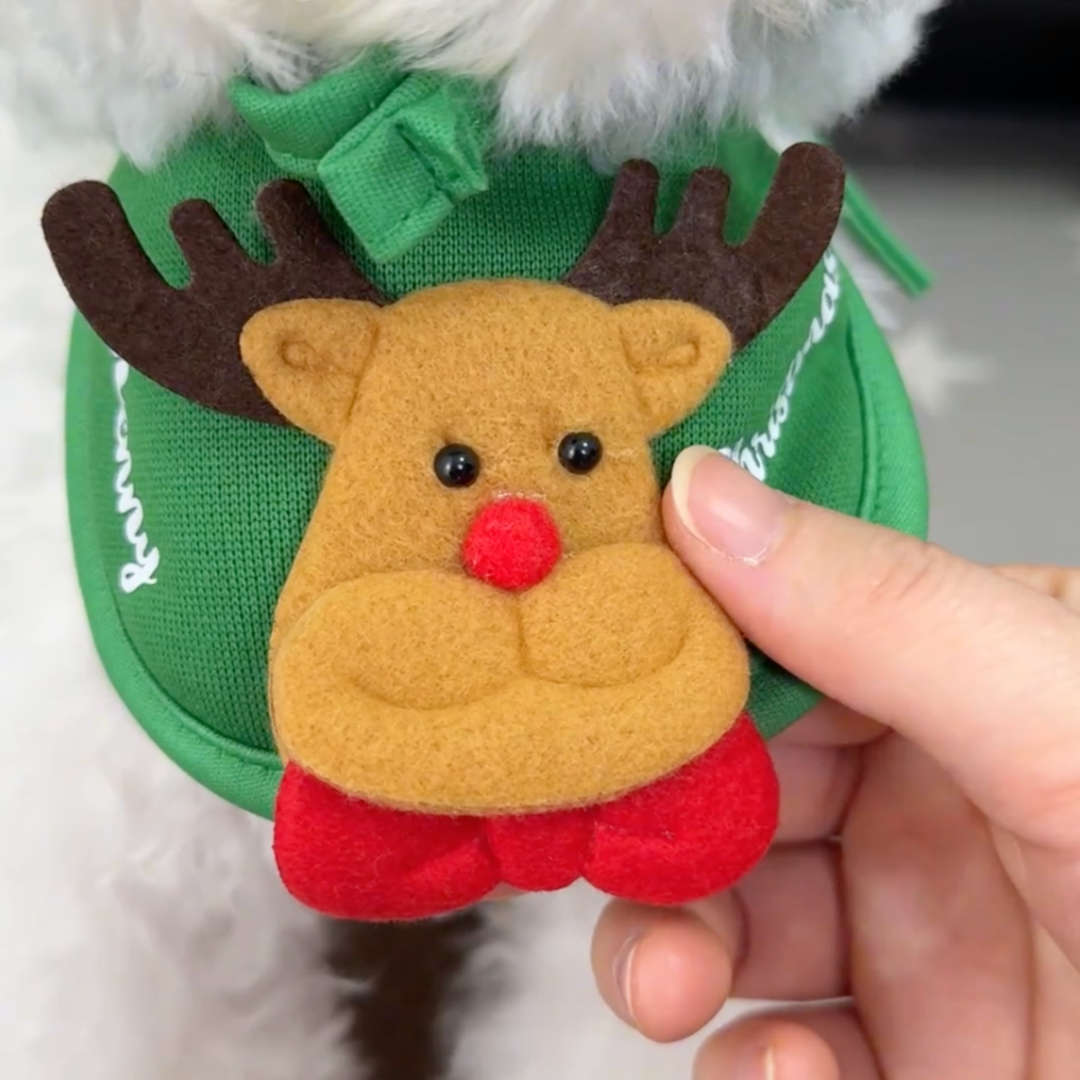 Christmas tree dog hat with reindeer bib, photo 4