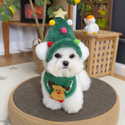 Christmas tree dog hat with reindeer bib, photo 6
