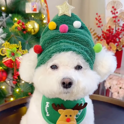 Christmas tree dog hat with reindeer bib, photo 2