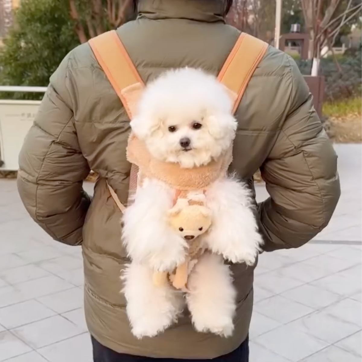 Fleece-lined checkered dog carrier backpack, photo 8