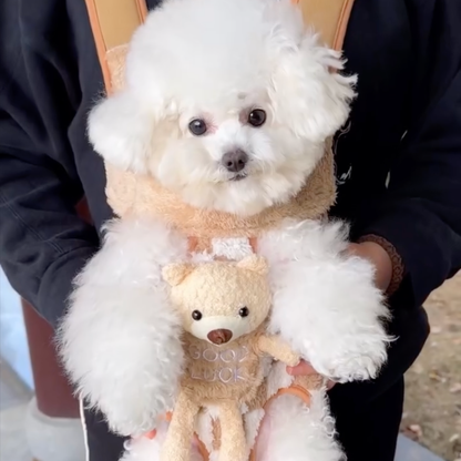 Fleece-lined checkered dog carrier backpack