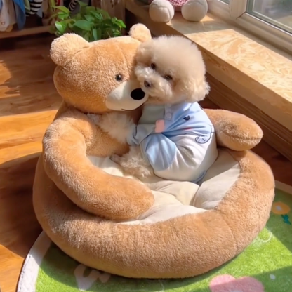Teddy bear hug dog bed