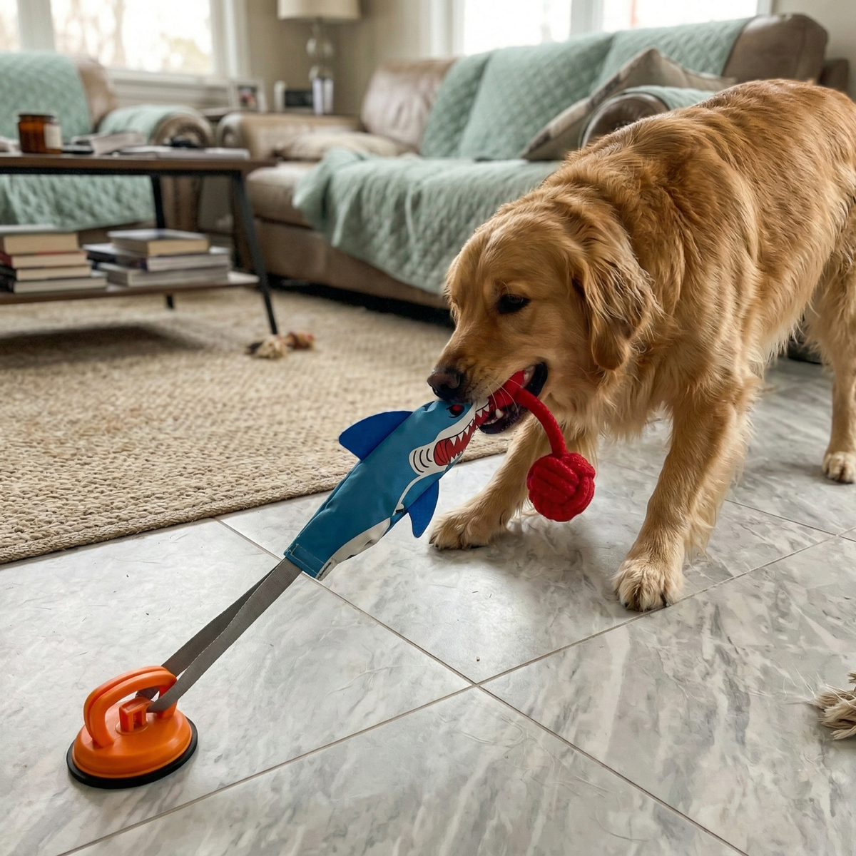 Suction cup shark tug toy for dogs, photo 2
