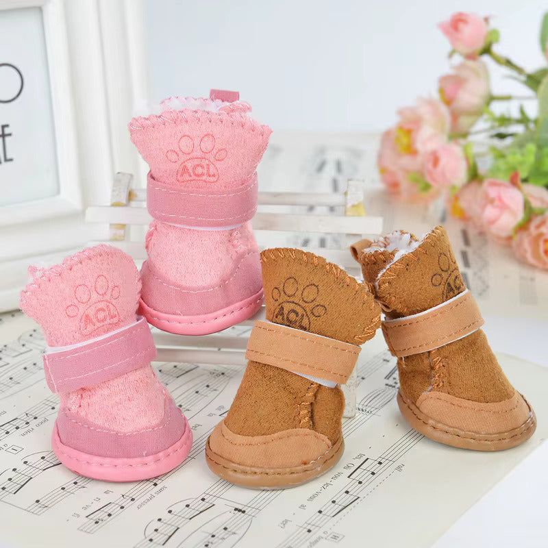 Warm lined winter dog boots