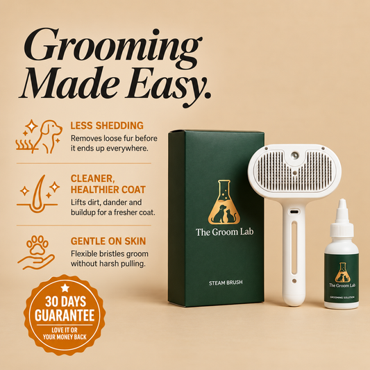 The Groom Lab Steam Brush™ cool mist pet grooming brush