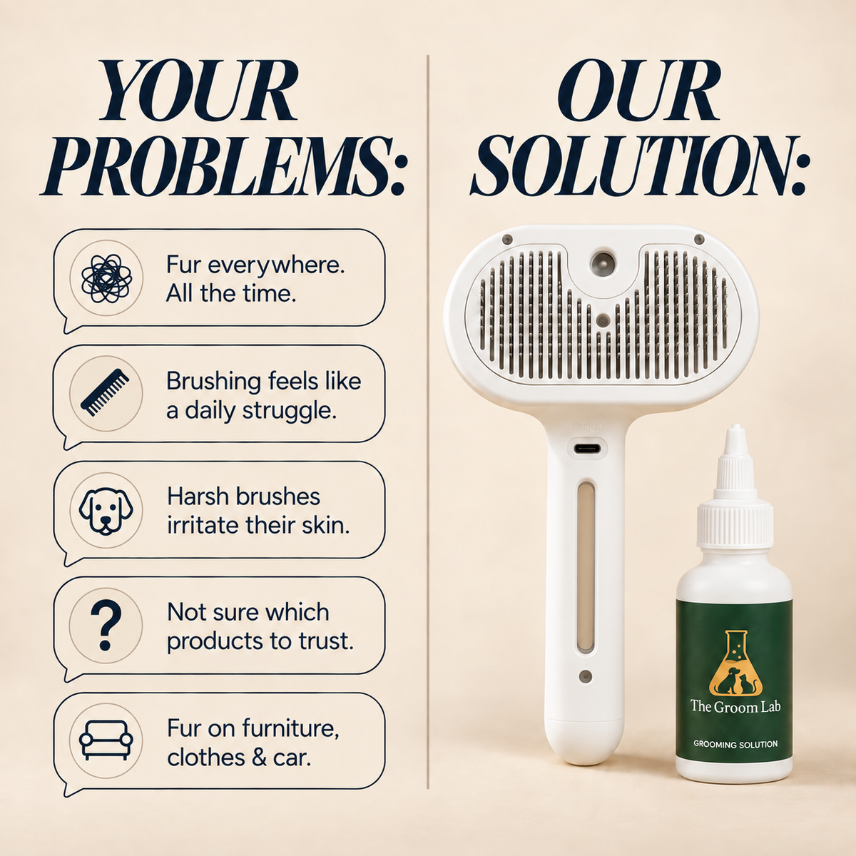 Steam Brush™ cool mist cat grooming brush
