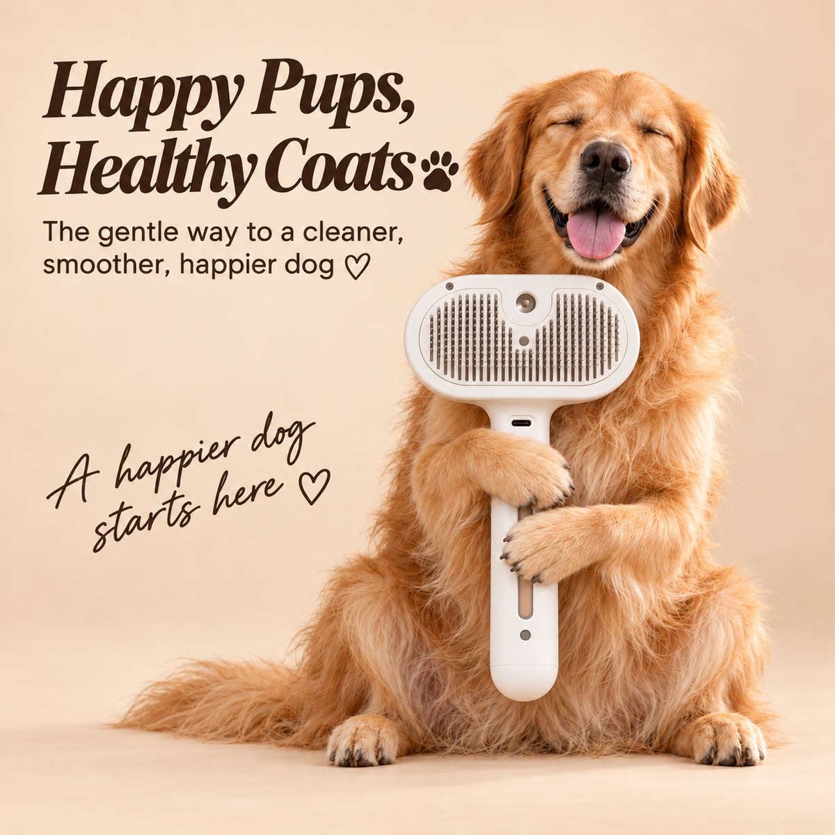 Self-cleaning Steam Brush™ for shedding dogs and cats