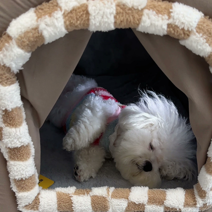 Checkered covered dog house bed, photo 4