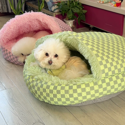 Round hooded cave dog bed, photo 4