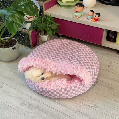 Round hooded cave dog bed, photo 8