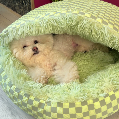 Round hooded cave dog bed, photo 5