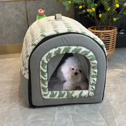 Checkered covered dog house bed, photo 6