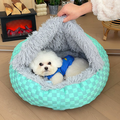 Round hooded cave dog bed, photo 2