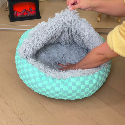 Round hooded cave dog bed, photo 3