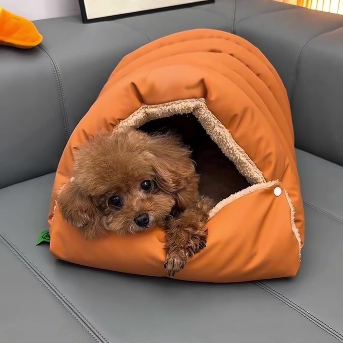 Puffer sleeping bag dog bed