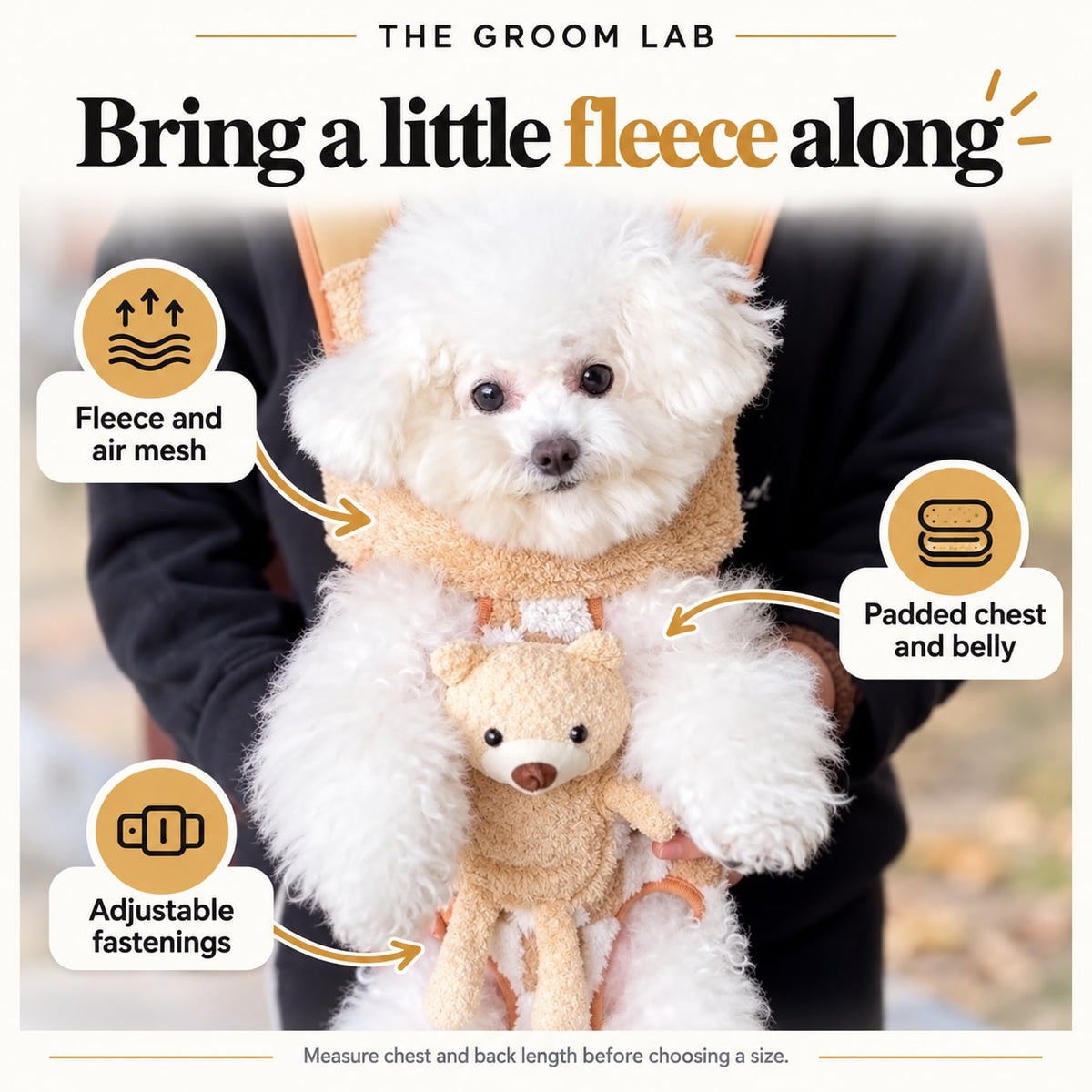 The Groom Lab — Fleece-Lined Dog Carrier Backpack, Checkered Front Carrier for Small Dogs — product features and use guidance