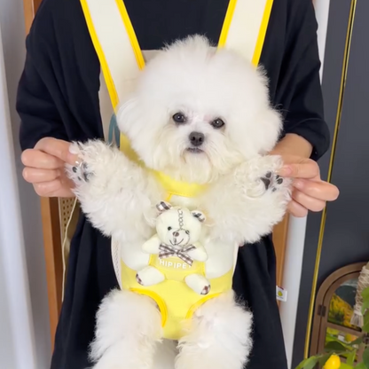 Hands-free dog carrier backpack for small dogs, yellow